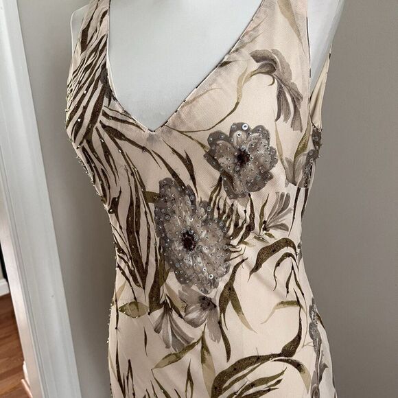 vintage Eva Blue Y2K Beaded Floral Ruffled Dress 8 Asymmetrical Fairy Grunge - Picture 10 of 13